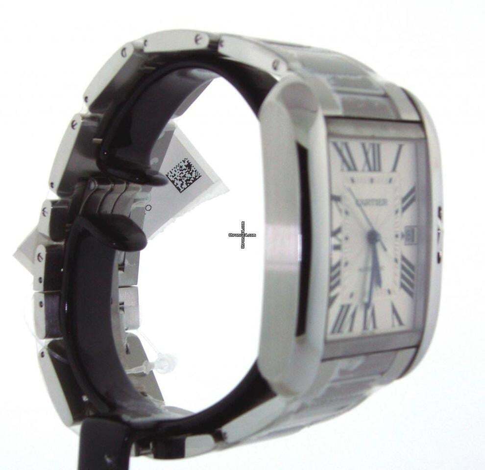Cartier Tank Anglaise Automatic Men's Watch With Steel Case and Strap Authentic Luxury Timepiece