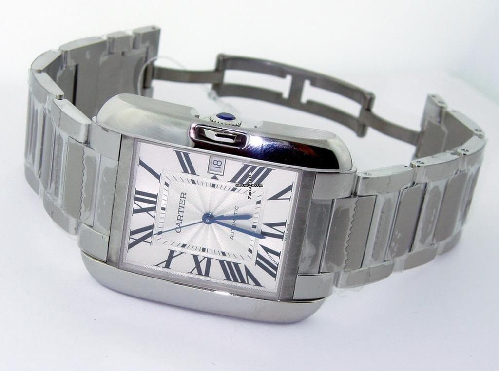 Cartier Tank Anglaise Automatic Men's Watch With Steel Case and Strap Authentic Luxury Timepiece