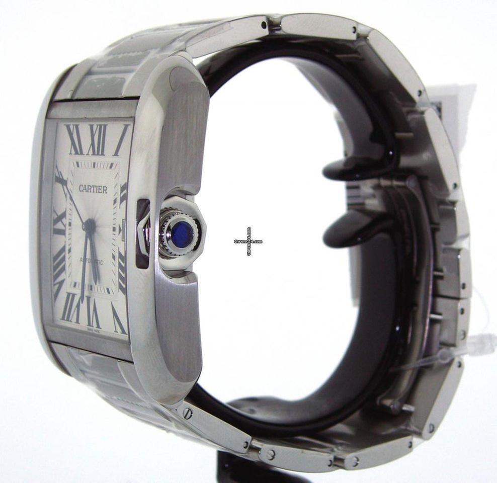 Cartier Tank Anglaise Automatic Men's Watch With Steel Case and Strap Authentic Luxury Timepiece