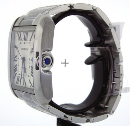 Cartier Tank Anglaise Automatic Men's Watch With Steel Case and Strap Authentic Luxury Timepiece
