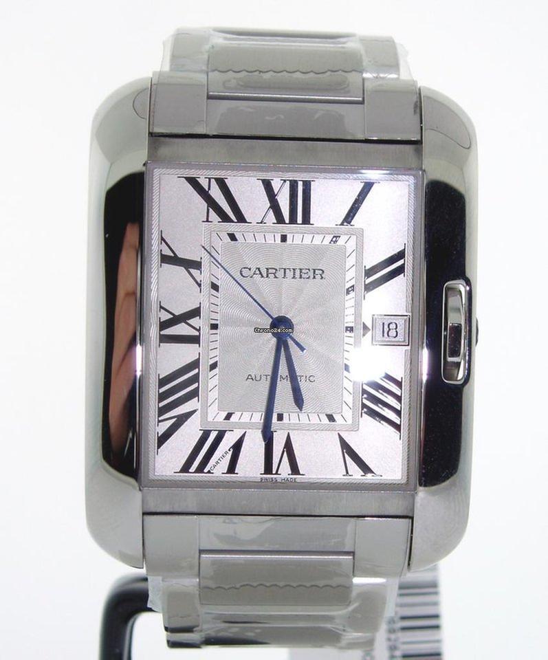 Cartier Tank Anglaise Automatic Men's Watch With Steel Case and Strap Authentic Luxury Timepiece