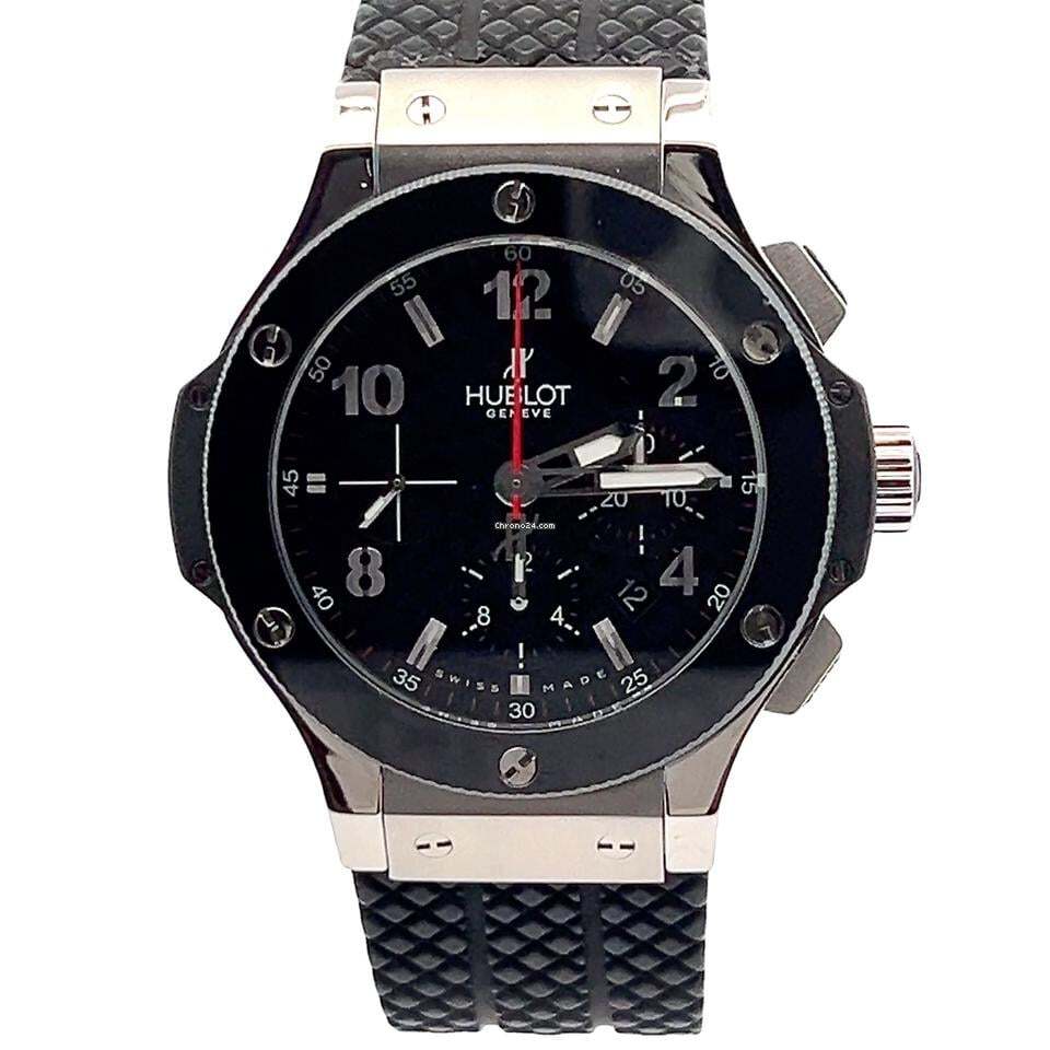 Hublot Big Bang 44 mm Automatic Men's Watch Steel Case With Rubber Strap Authentic Luxury Timepiece