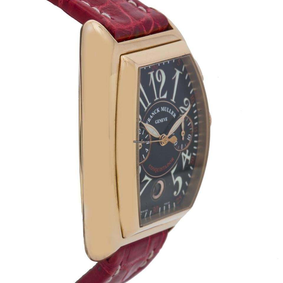 Franck Muller Conquistador Automatic Men's Watch Rose Gold Case With Leather Strap Authentic Luxury Timepiece