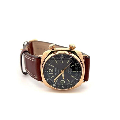 Panerai Radiomir GMT Automatic Men's Watch Rose Gold Case With Leather Strap Authentic Luxury Timepiece