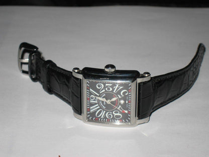 Franck Muller Conquistador Cortez Automatic Women's Watch Steel Case With Leather Strap Authentic Luxury Timepiece
