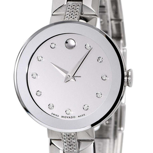 Movado Quartz Women's Watch With Steel Case and Strap Authentic Luxury Timepiece