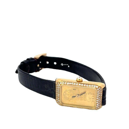 Corum Manual winding Women's Watch Yellow Gold Case With Leather Strap Authentic Luxury Timepiece