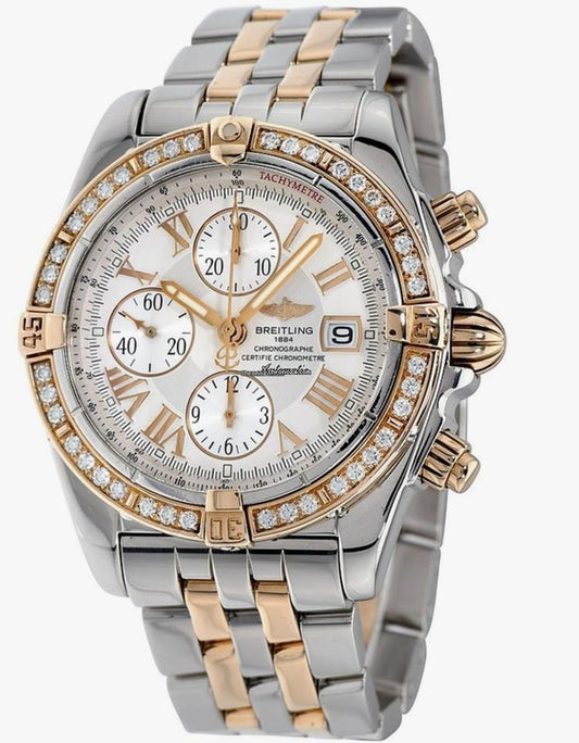 Breitling Chronomat Evolution Automatic Men's Watch Gold/Steel Case With Gold/Steel Strap Authentic Luxury Timepiece