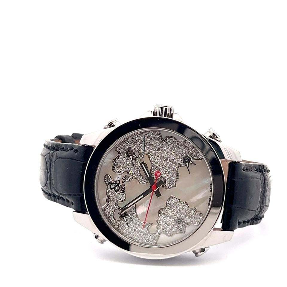 Jacob & Co. Quartz Men's Watch Steel Case With Leather Strap Authentic Luxury Timepiece