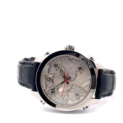 Jacob & Co. Quartz Men's Watch Steel Case With Leather Strap Authentic Luxury Timepiece