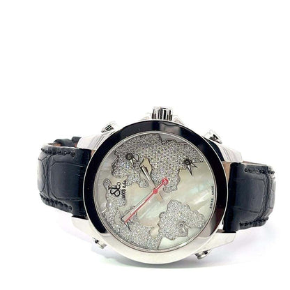 Jacob & Co. Quartz Men's Watch Steel Case With Leather Strap Authentic Luxury Timepiece