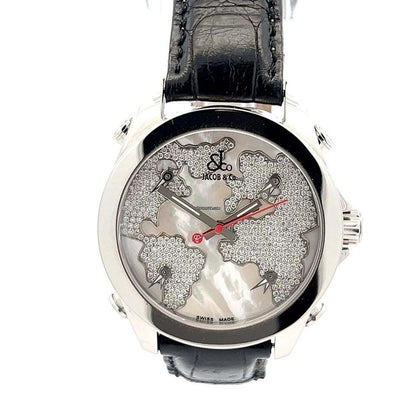 Jacob & Co. Quartz Men's Watch Steel Case With Leather Strap Authentic Luxury Timepiece