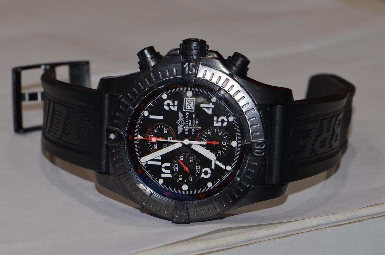 Breitling Super Avenger Automatic Men's Watch Steel Case With Rubber Strap Authentic Luxury Timepiece