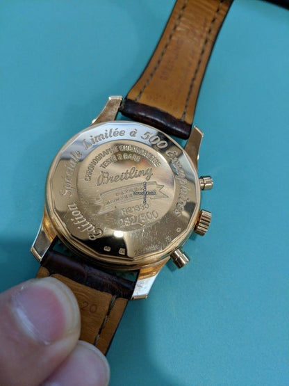 Breitling Montbrillant Datora Automatic Men's Watch Rose Gold Case With Leather Strap Authentic Luxury Timepiece