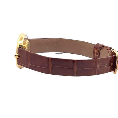 Chopard Happy Diamonds Quartz Women's Watch Yellow Gold Case With Leather Strap Authentic Luxury Timepiece