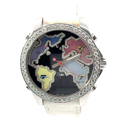 Jacob & Co. Quartz Men's Watch Steel Case With Leather Strap Authentic Luxury Timepiece