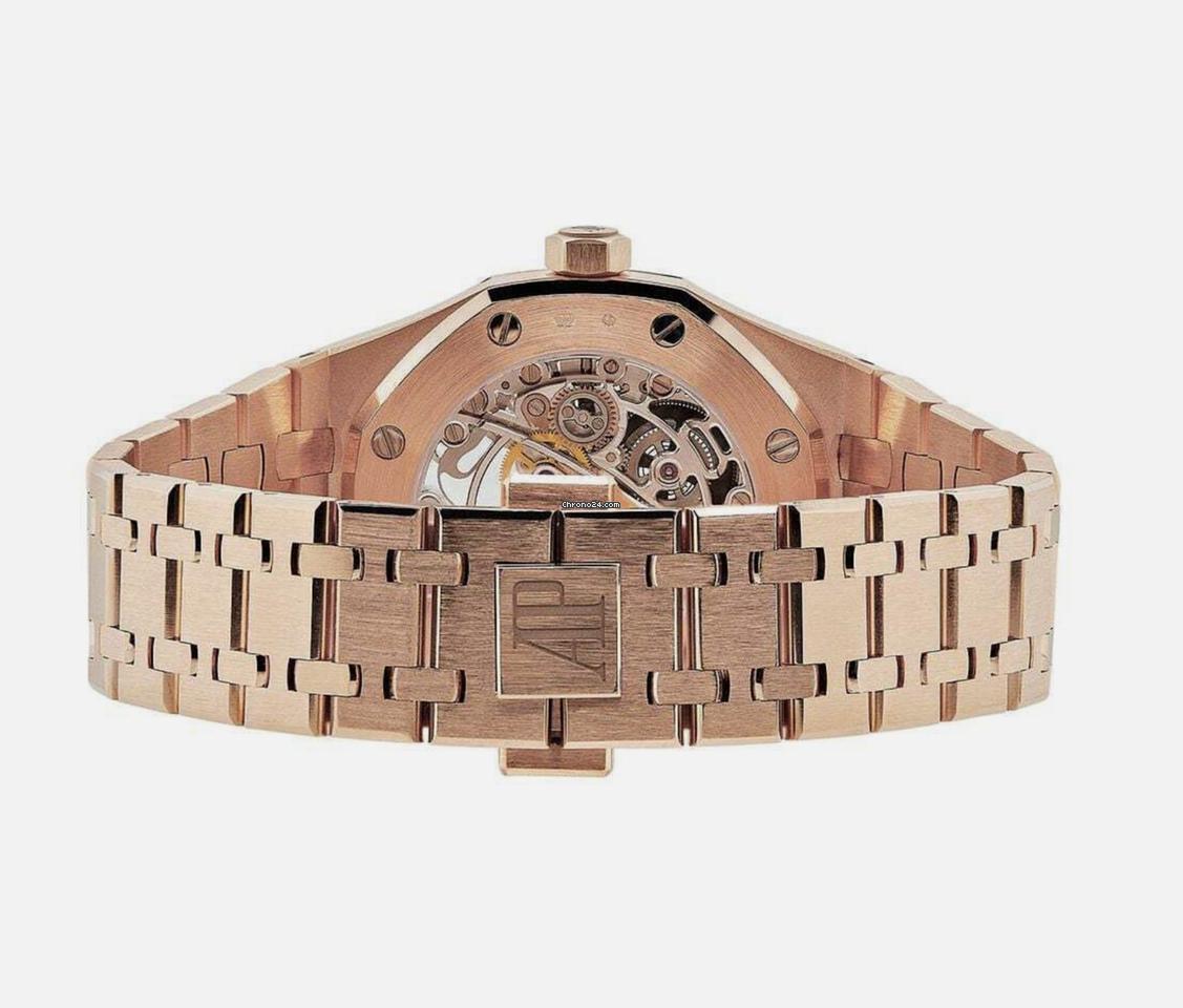 Audemars Piguet Royal Oak Jumbo Automatic Men's Watch With Rose Gold Case and Strap Authentic Luxury Timepiece