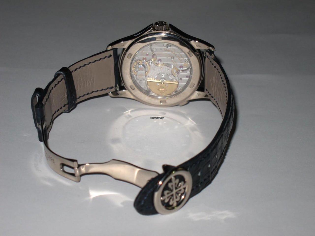 Patek Philippe World Time Automatic Men's Watch White Gold Case With Leather Strap Authentic Luxury Timepiece