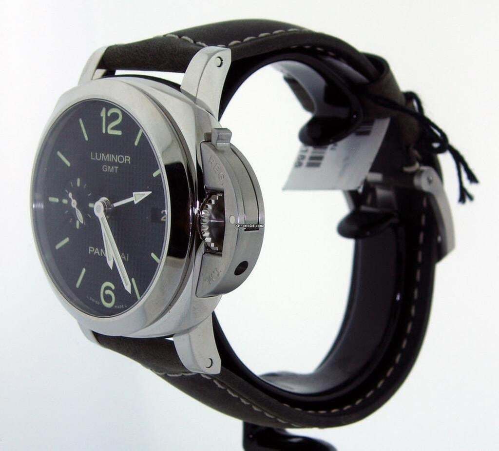 Panerai Luminor 1950 3 Days GMT Automatic Automatic Men's Watch Steel Case With Leather Strap Authentic Luxury Timepiece