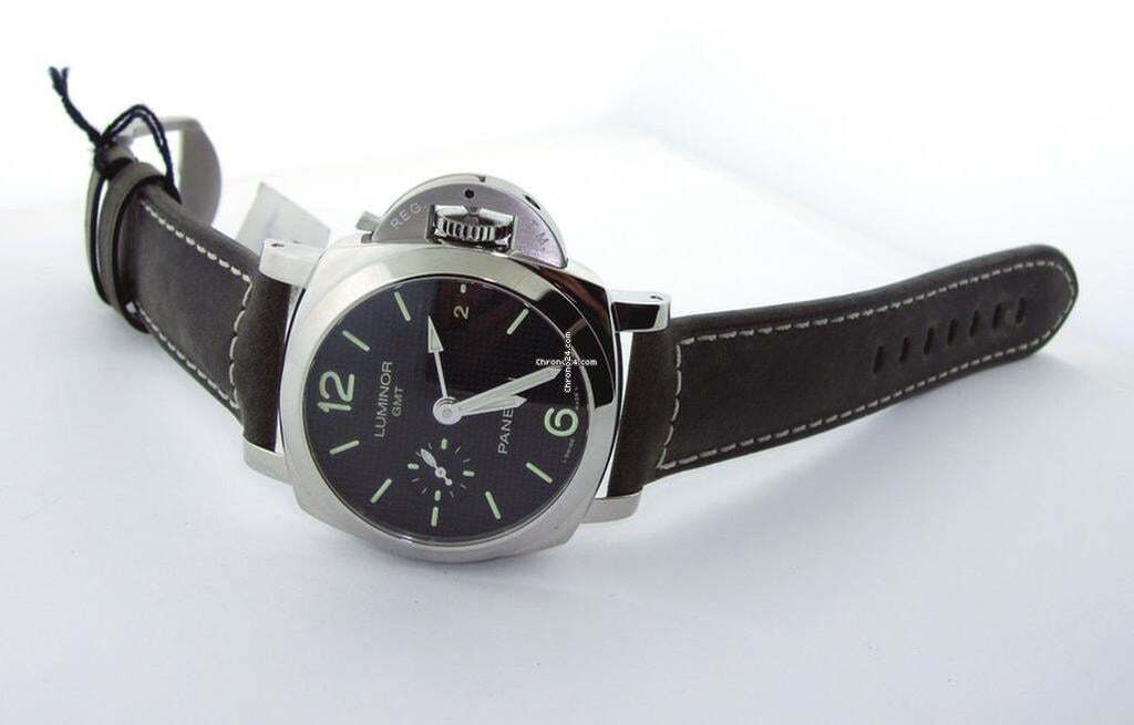 Panerai Luminor 1950 3 Days GMT Automatic Automatic Men's Watch Steel Case With Leather Strap Authentic Luxury Timepiece