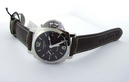 Panerai Luminor 1950 3 Days GMT Automatic Automatic Men's Watch Steel Case With Leather Strap Authentic Luxury Timepiece