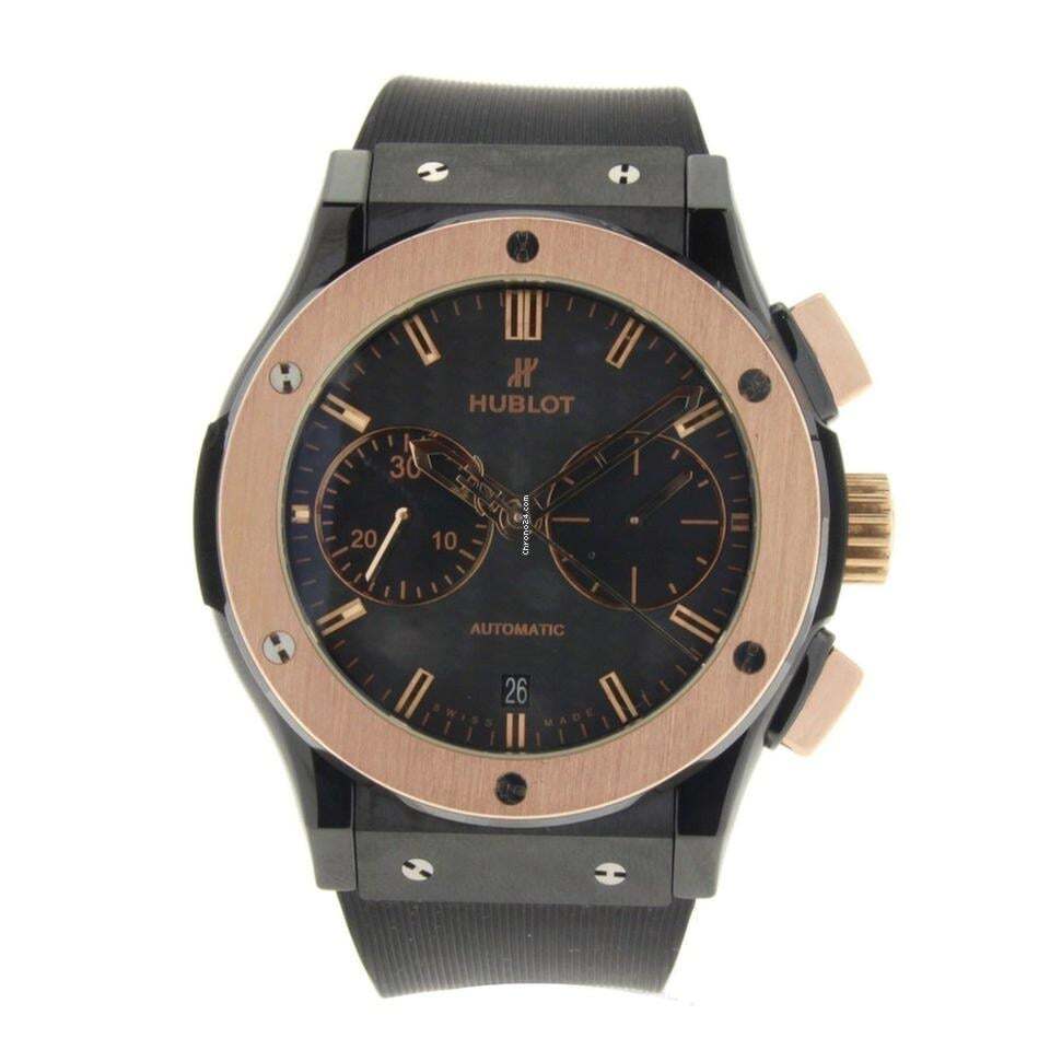 Hublot Classic Fusion Chronograph Automatic Men's Watch Ceramic Case With Rubber Strap Authentic Luxury Timepiece