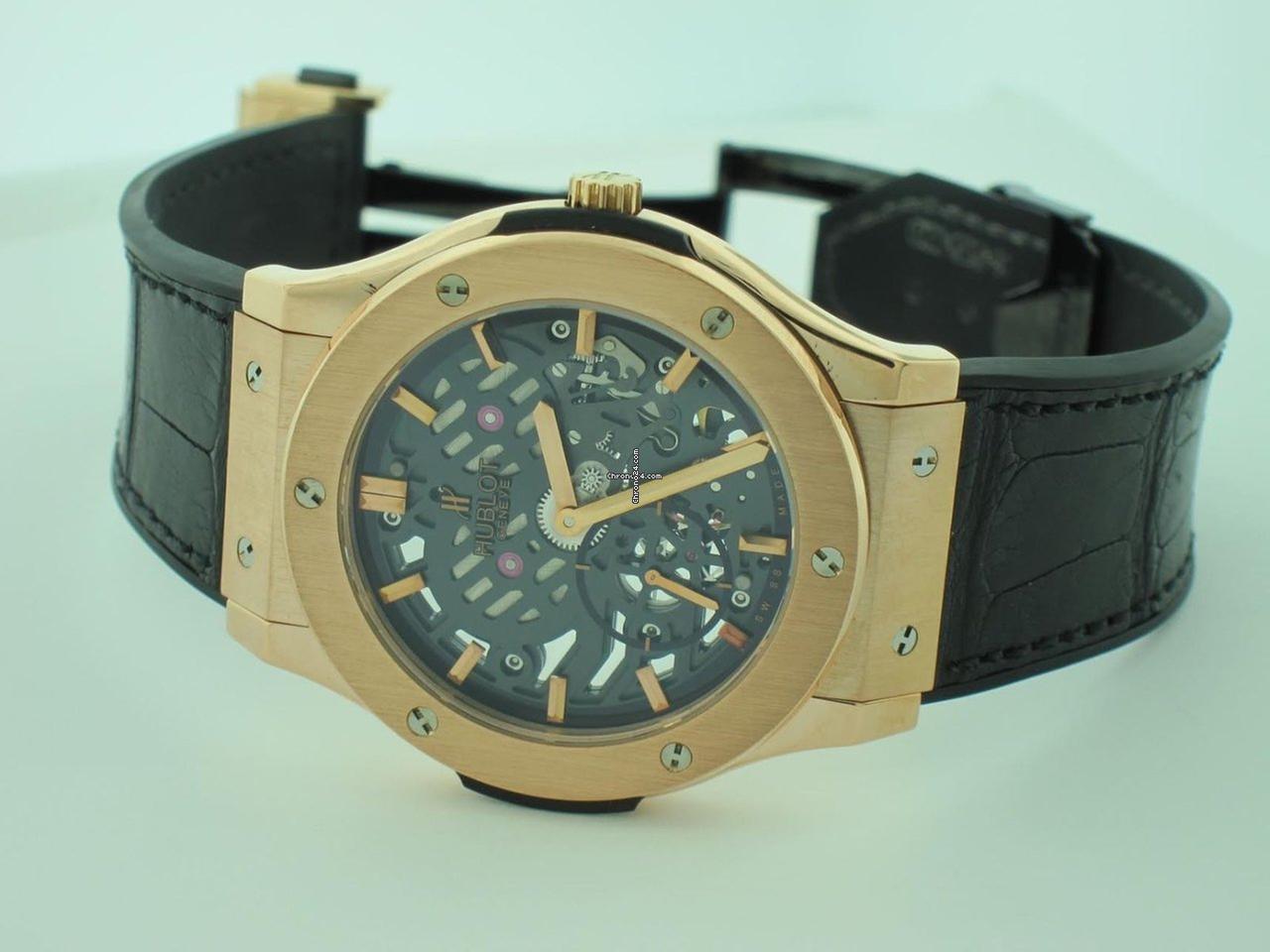 Hublot Classic Fusion Ultra-Thin Manual winding Men's Watch Rose Gold Case With Leather Strap Authentic Luxury Timepiece