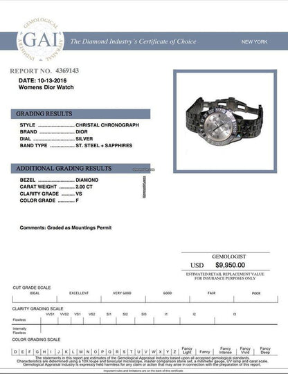 Dior Christal Quartz Women's Watch With Steel Case and Strap Authentic Luxury Timepiece