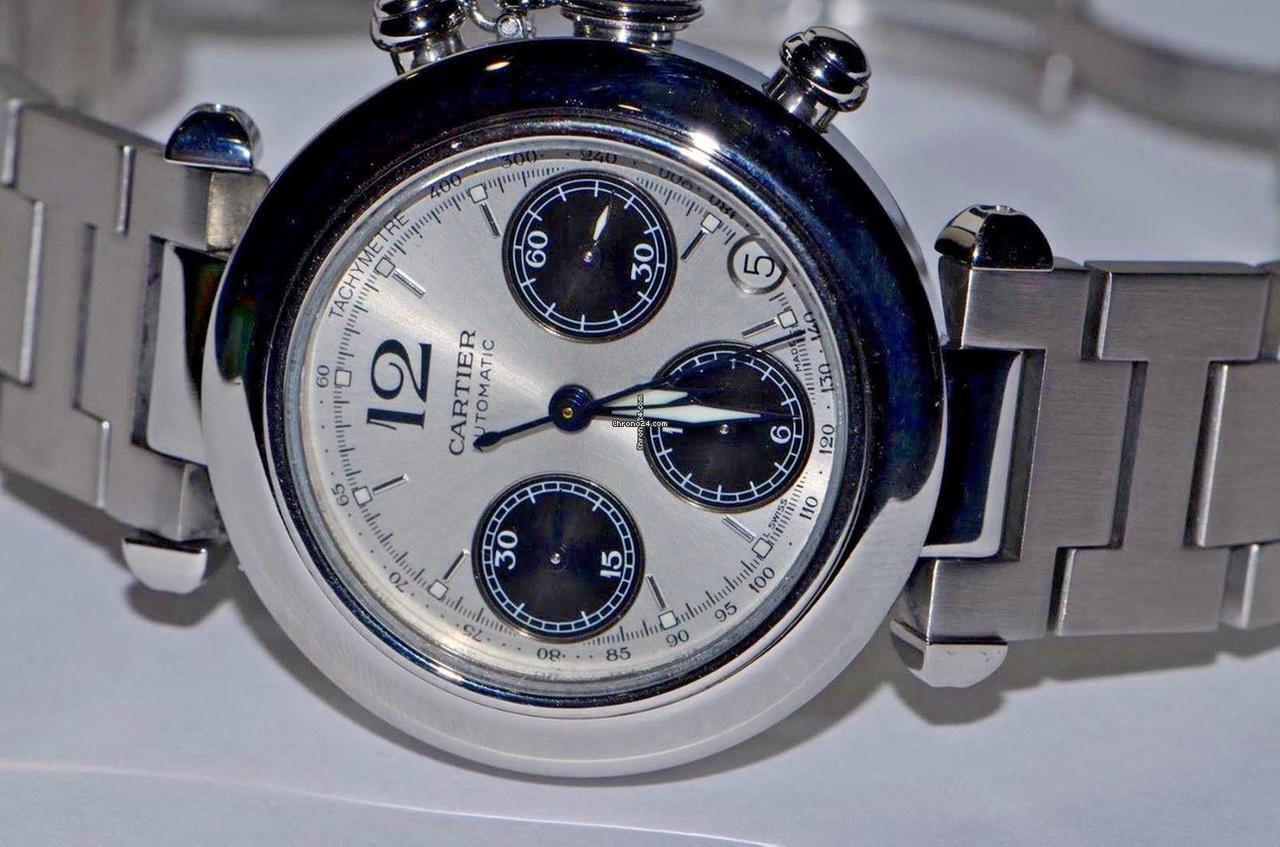 Cartier Pasha Automatic Men's Watch With Steel Case and Strap Authentic Luxury Timepiece