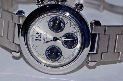Cartier Pasha Automatic Men's Watch With Steel Case and Strap Authentic Luxury Timepiece
