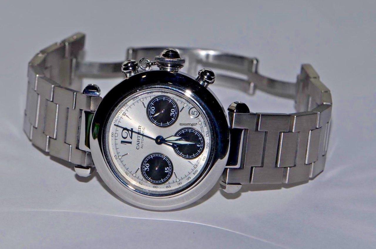 Cartier Pasha Automatic Men's Watch With Steel Case and Strap Authentic Luxury Timepiece