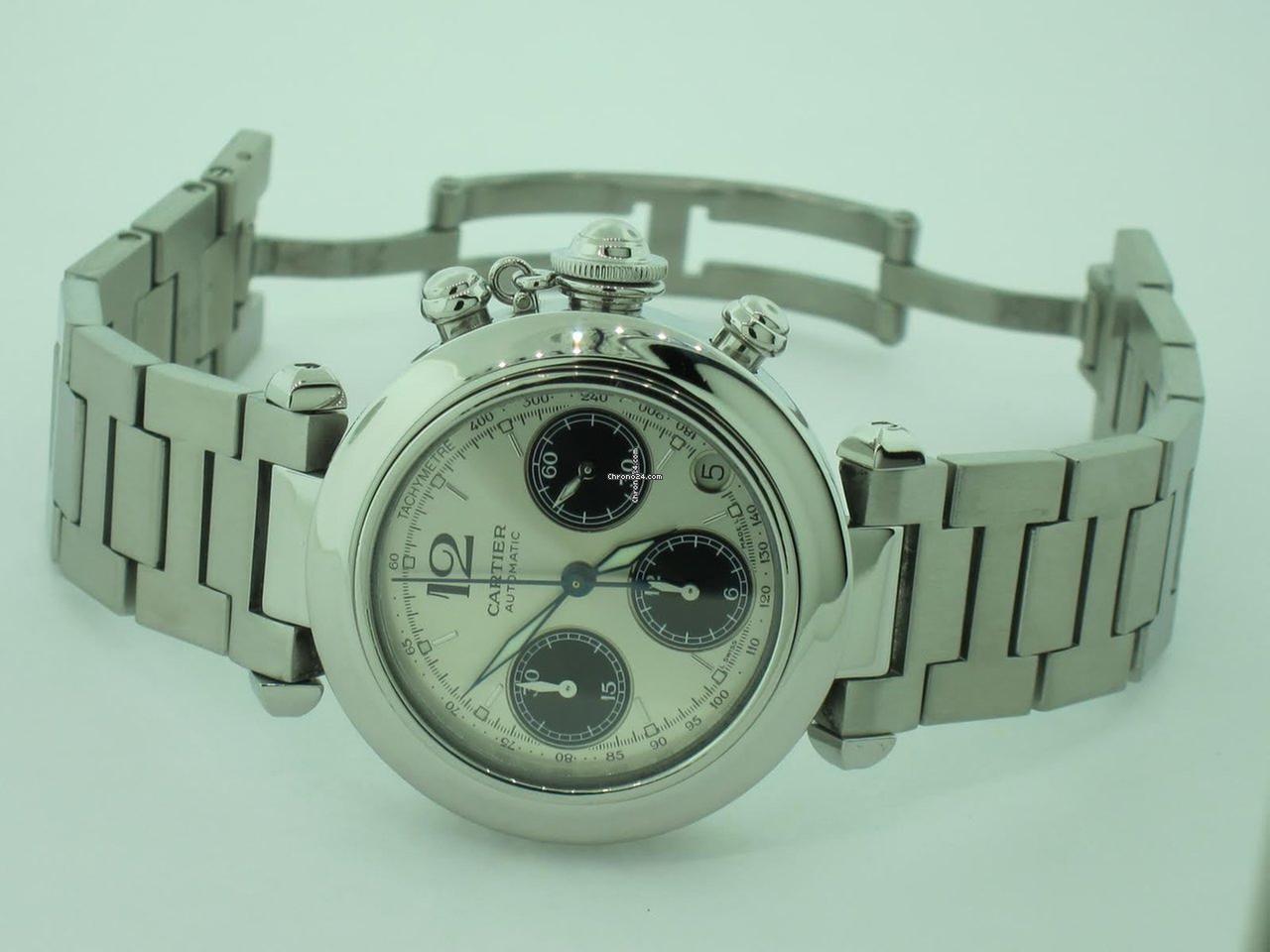 Cartier Pasha Automatic Men's Watch With Steel Case and Strap Authentic Luxury Timepiece