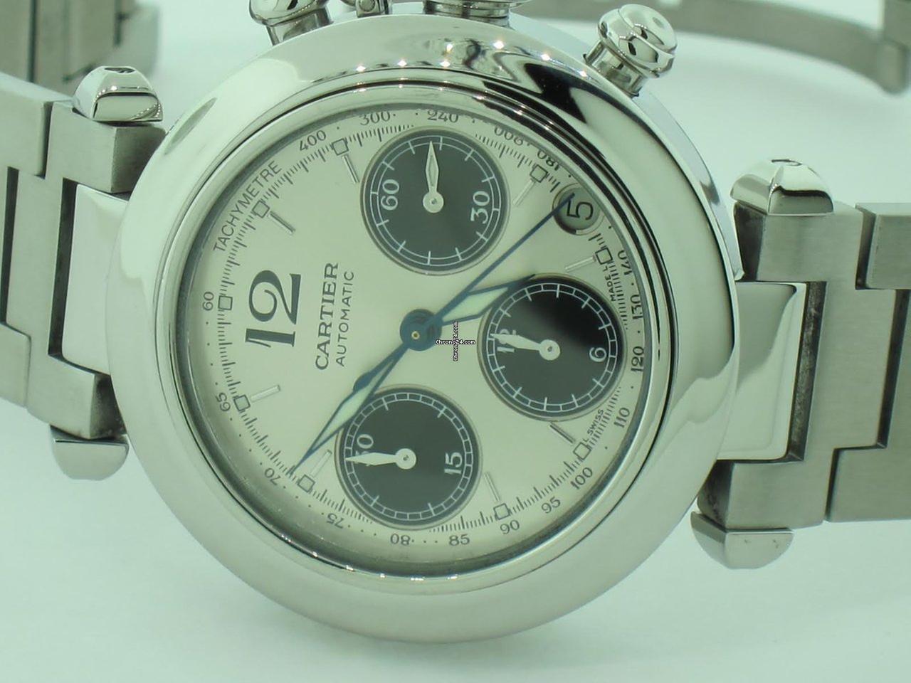 Cartier Pasha Automatic Men's Watch With Steel Case and Strap Authentic Luxury Timepiece