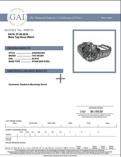 TAG Heuer Aquaracer 500M Automatic Men's Watch With Steel Case and Strap Authentic Luxury Timepiece