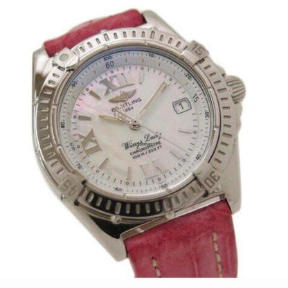 Breitling Wings Lady Quartz Women's Watch Steel Case With Leather Strap Authentic Luxury Timepiece