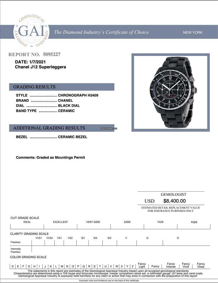 Chanel J12 Automatic Men's Watch With Ceramic Case and Strap Authentic Luxury Timepiece