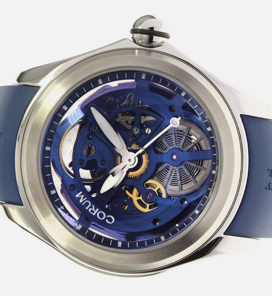 Corum Bubble Automatic Unisex Watch Steel Case With Rubber Strap Authentic Luxury Timepiece
