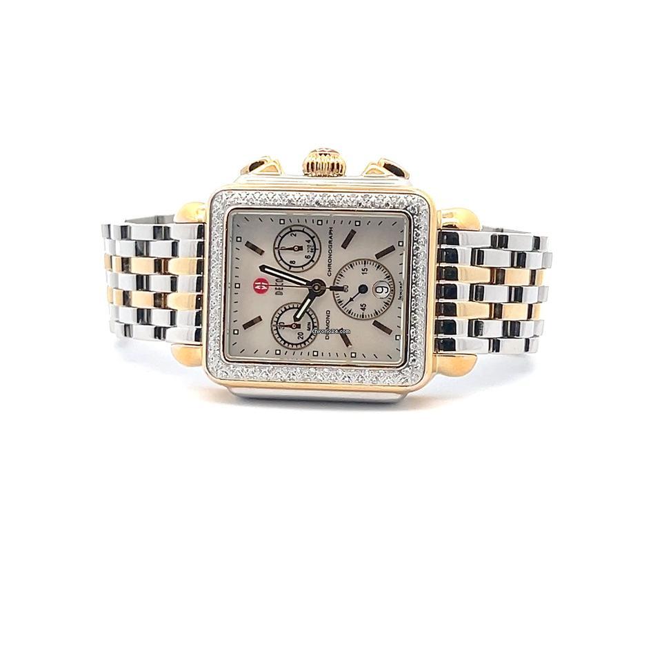 Michele Deco Quartz Women's Watch Gold/Steel Case With Gold/Steel Strap Authentic Luxury Timepiece