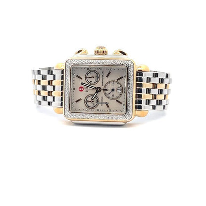 Michele Deco Quartz Women's Watch Gold/Steel Case With Gold/Steel Strap Authentic Luxury Timepiece