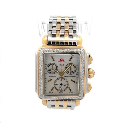 Michele Deco Quartz Women's Watch Gold/Steel Case With Gold/Steel Strap Authentic Luxury Timepiece