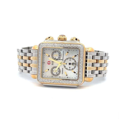 Michele Deco Quartz Women's Watch Gold/Steel Case With Gold/Steel Strap Authentic Luxury Timepiece