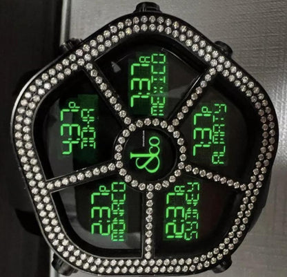 Jacob & Co. Five Time Zone Quartz Men's Watch Steel Case With Rubber Strap Authentic Luxury Timepiece