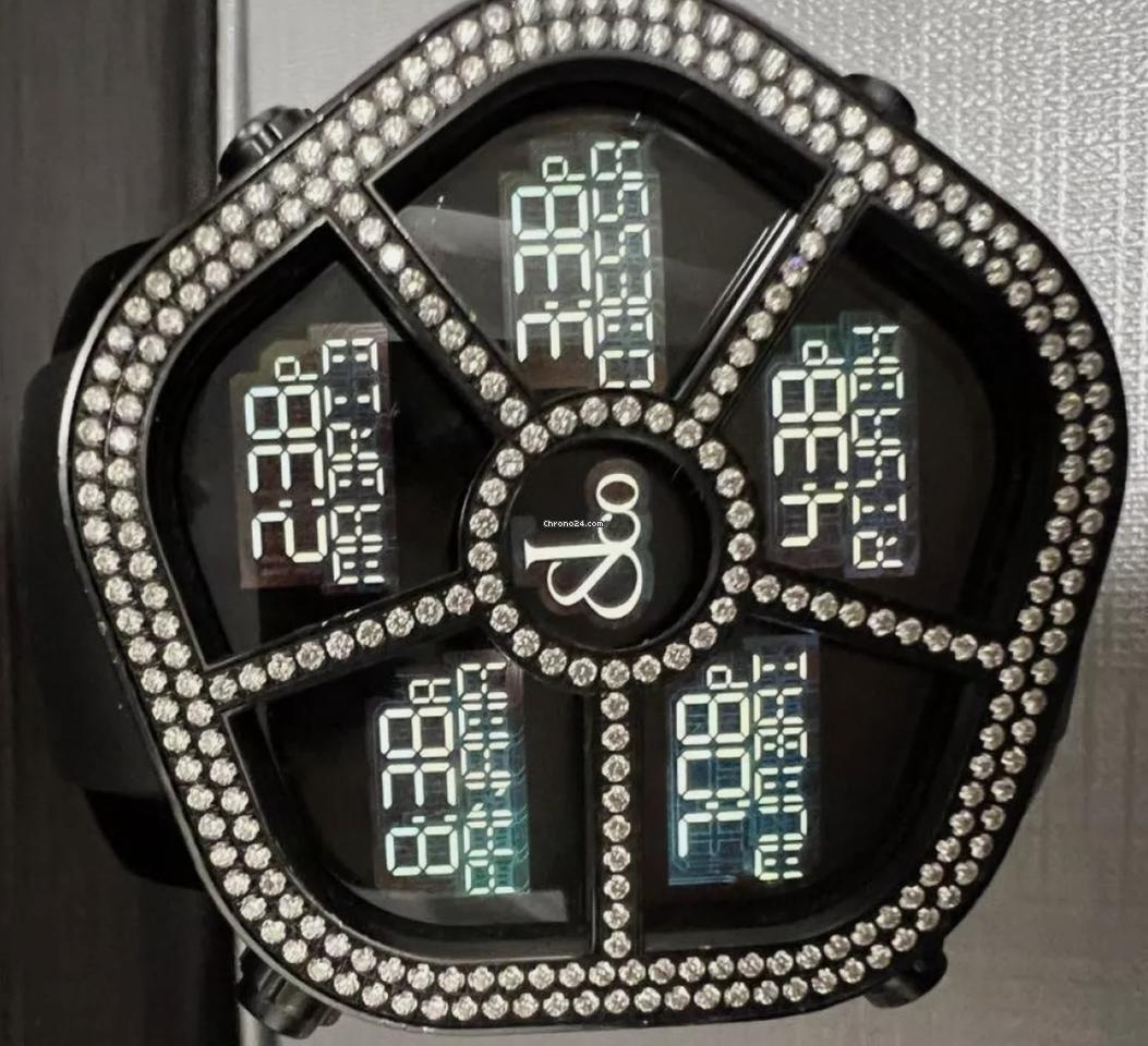 Jacob & Co. Five Time Zone Quartz Men's Watch Steel Case With Rubber Strap Authentic Luxury Timepiece