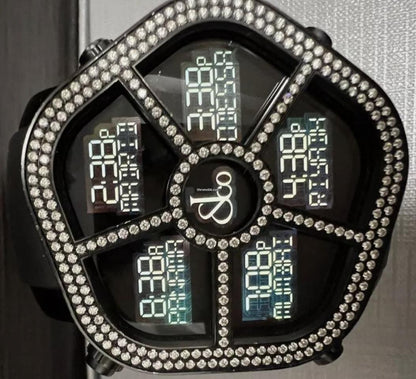 Jacob & Co. Five Time Zone Quartz Men's Watch Steel Case With Rubber Strap Authentic Luxury Timepiece