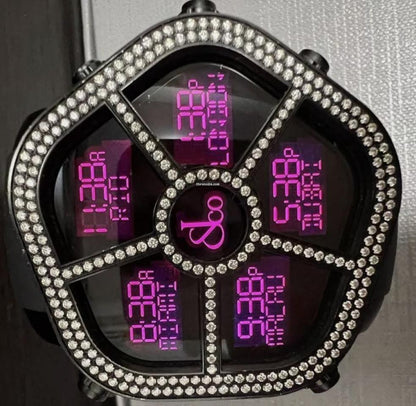 Jacob & Co. Five Time Zone Quartz Men's Watch Steel Case With Rubber Strap Authentic Luxury Timepiece