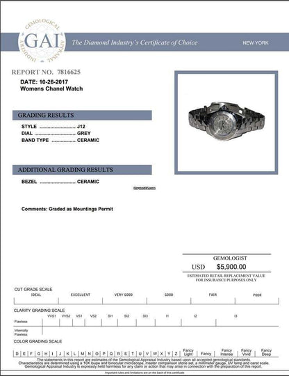 Chanel J12 Quartz Women's Watch With Ceramic Case and Strap Authentic Luxury Timepiece