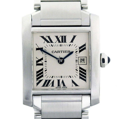 Cartier Tank Française Quartz Women's Watch With Steel Case and Strap Authentic Luxury Timepiece