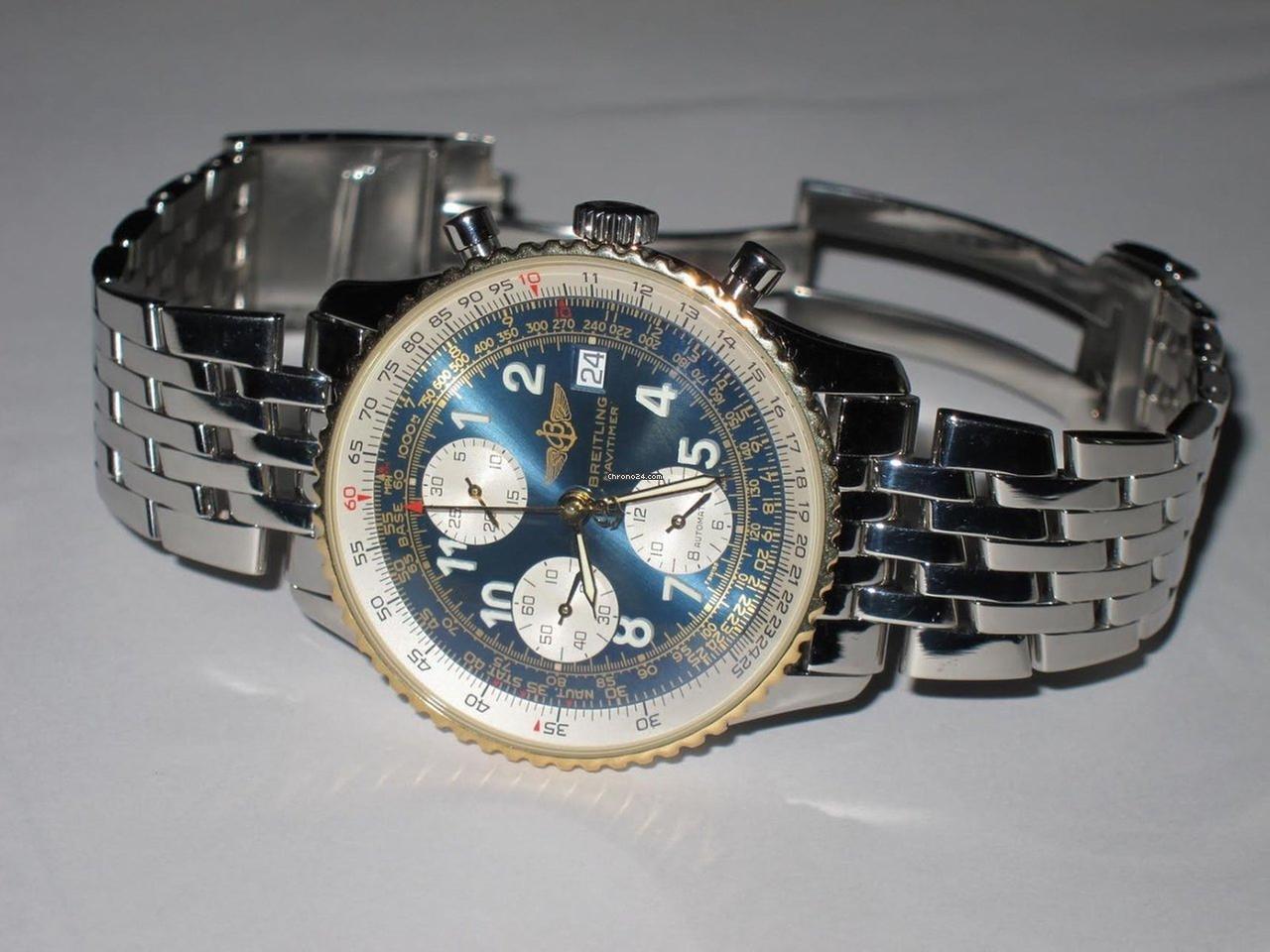 Breitling Old Navitimer Automatic Men's Watch Gold/With Steel Case and Strap Authentic Luxury Timepiece