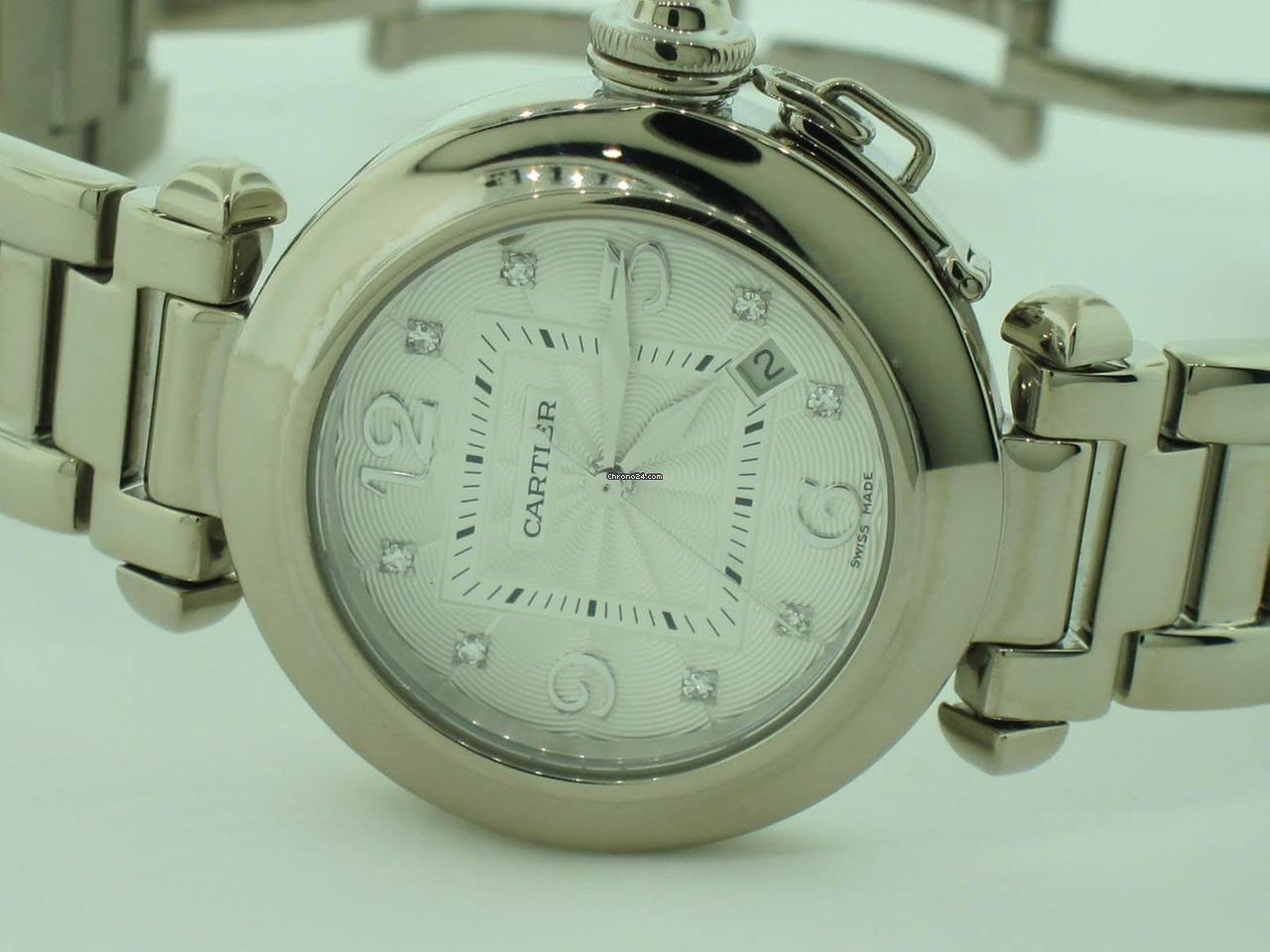 Cartier Pasha Automatic Women's Watch With White Gold Case and Strap Authentic Luxury Timepiece