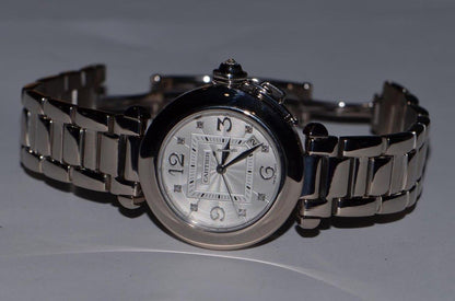 Cartier Pasha Automatic Women's Watch With White Gold Case and Strap Authentic Luxury Timepiece